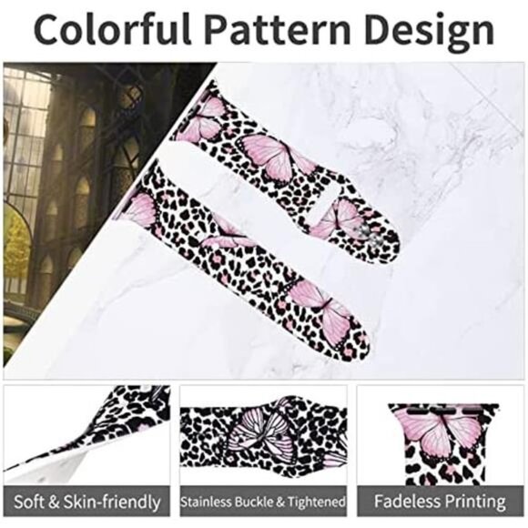 NEW Pink Butterfly Apple Watch Band main image 3